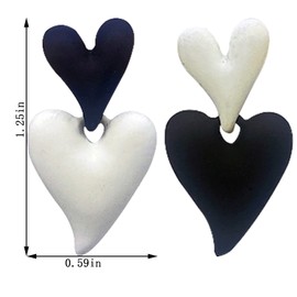 QUSIJIA Personality Heart Drop Dangle Earrings Asymmetry Black And White Interlaced Earrings For Women (heart)