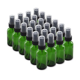 The Bottle Depot - 24 Pack - 1 oz Glass Spray Bottle - Green - 20-400 Neck Finish - Boston Round Bottles - UV Rays Protection