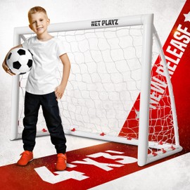 Backyard Soccer Goals, Kids Net 4'x3' High-Strength Fast Set-Up | Football Gifts for Age 3 4 5 6 7 8 9 10 11 12 13 14 Year Old Child Teens & Youth (Weatherproof), White