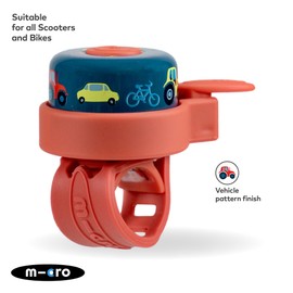 Micro Scooters | Bike/Scooter Pattern Handlebar Bell | Kids Bike Accessories | Loud | Waterproof | Boys & Girls | Vehicle