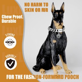 LuxLife Dog Chain Collars Stainless Steel Dog Collar 15mm Cuban Link Dog Collar Metal Dog Chain with Snap Buckle Dog tag for Puppy Small Dogs(12")