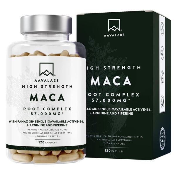 Maca Kapseln Hochdosiert 57000mg | 100:1 Maca Schwarz Wurzel Extrakt