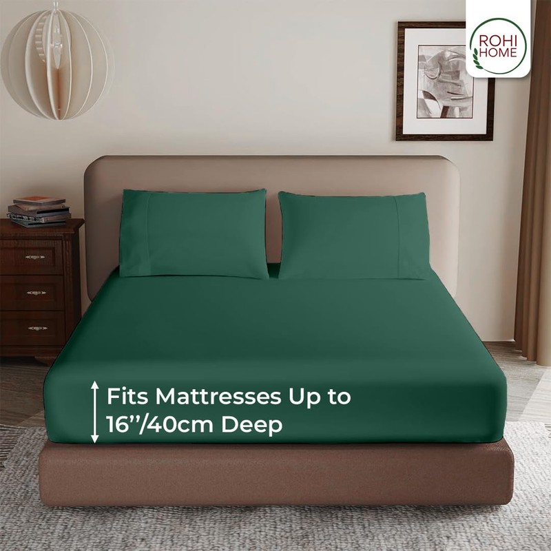 Rohi King Size Fitted Sheet 100% Microfibre – 16'' (40cm)