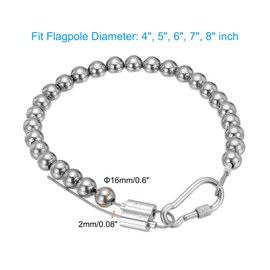 PATIKIL 1Stk Fahnenmast Halter Ring Fahnen Mast Zubehör Fahnen Perlen Befestigungs Ring Haltert Fahnen Nah Am Mast Gewicht mit 304 Edelstahl Kabel Grau