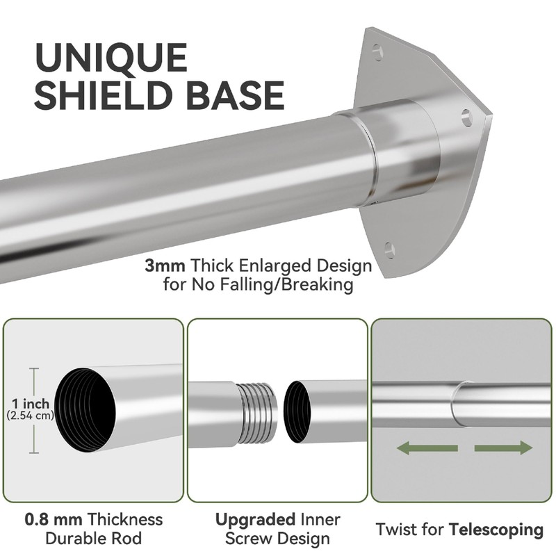 U Shaped Shower Curtain Rod, Adjustable Corner Shower Curtain Rod