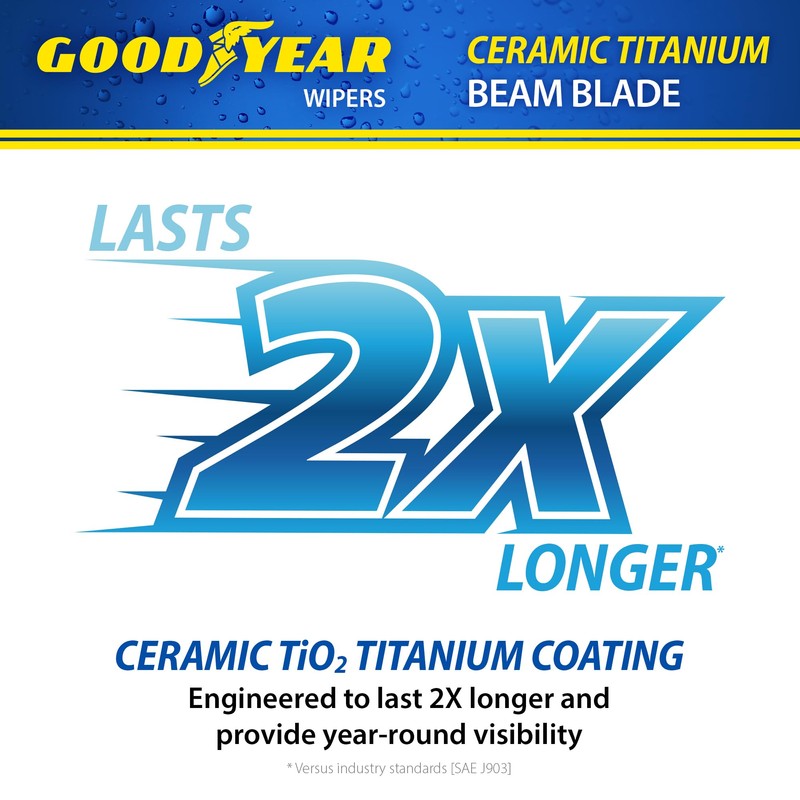 Goodyear Ceramic Titanium 17" Beam Windshield Wiper Blade, Replacement Windshield