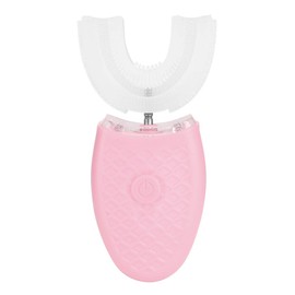 Fdit Cepillo de Dientes eléctrico de Silicona en Forma de U Recargable a Prueba de Agua Cuidado bucal ultrasónico Cepillo de blanqueamiento de Limpieza de Dientes con 4 Modos(Rosado)