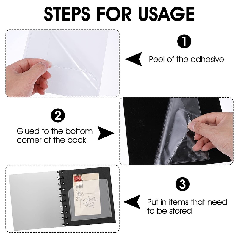 6 Pcs Planner Adhesive Pockets Clear Corner Pockets Sticky Pockets