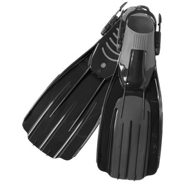 SAEKODIVE Multy Fins - Adjustable Quick-Release Heel Straps - Scuba Diving and Snorkeling Gear for Adults (M, Black)
