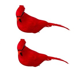 2Pcs Red Cardinals Birds for Christmas Clip-on Cardinal Feathered Artificial Bird with Decorations for Xmas Tree Ornaments Decor