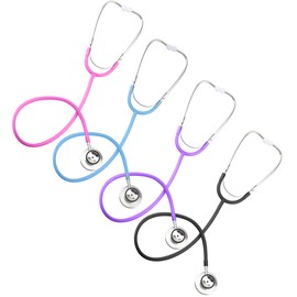 Rcanedny 4 Pack Dual Head Stethoscope Kids Doctor Stethoscope Working Stethoscope Toy for Cosplay Educational Equipment, 4 Colors