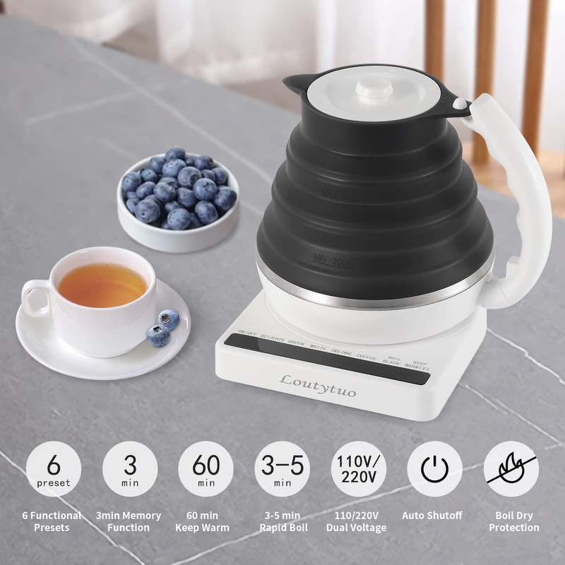 Ultrathin Food Grade Silicone Travel Foldable Electric Kettle Variable Temperature