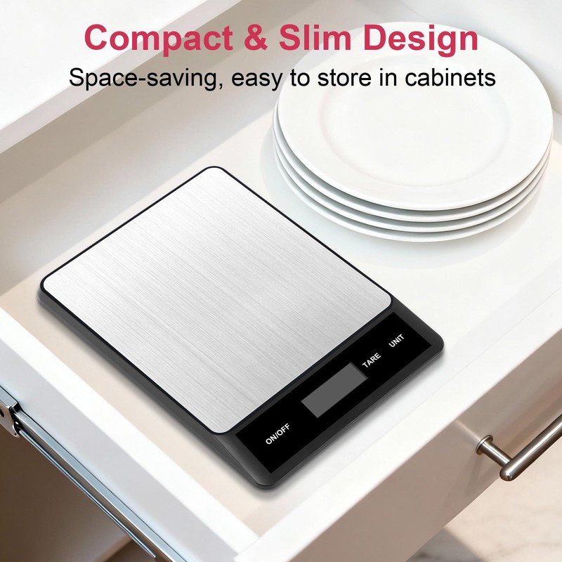 Alyvisun Digital Kitchen Scales, 5kg-1g Electronic Cooking Scales with 6