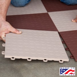 BlockTile B0US5130 Garage Flooring Interlocking Tiles Coin Top Pack, Beige, 30-Pack