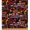 Cotton Firefighters Firemen Fire Engines Trucks Dalmatians Dogs Fire Department