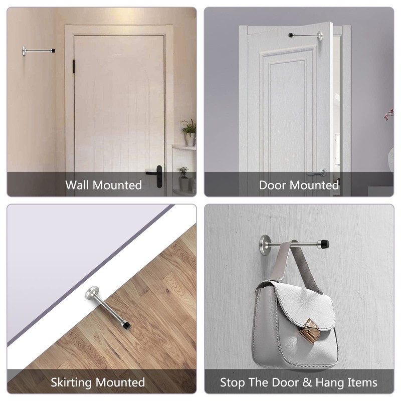 Wall Mounted Long Door Stop Heavy Duty Chrome Plated 6"