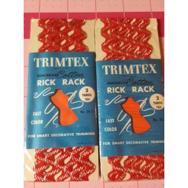 Trimtex Vintage Trimtex Rick Rack Red & Metallic Silver LOT OF 2!  Total of 4 Yards NIP