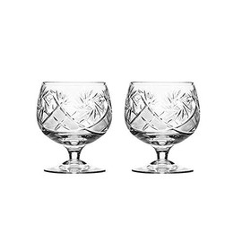 Set of 2 Hand Made Vintage Crystal Glasses, Brandy & Cognac Snifter, Old-Fashioned Glassware