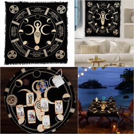 Indian Consigners Moon Phases Triple Moon Altar Cloth Celestical Tarot Deck Alter Tablecloth Sacred Place Moon Faces New Moon to Full Moon Cycle