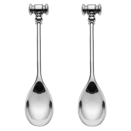 Alessi MW20S2, Dressed Set of 2 Egg spoons, 18-10 Steel, Silver, Hammers
