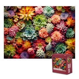 500 Piece Puzzle for Adults - Succulent Plants - Family Jigsaw Puzzle, Gift (Succulent, 500 Pieces)