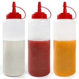 3 Pack 12 oz Condiment Squeeze Bottles, Leakproof Flip Top BPA Free Bottle
