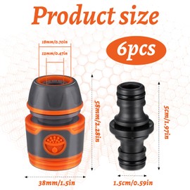 Gardena coupling, hose connector, garden hose connector set, 4 pieces hose connector 13 mm with 2 couplings, hose coupling for hose extension