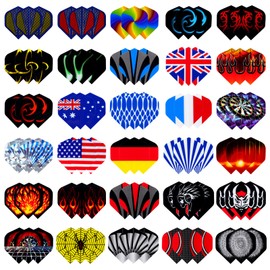 KUIING Standard Dart Flights 50 Sets Random 30 Sets, 90 Pcs Durable PET and Laser Replacement Feather Tail Wing, Perfect Accessories Equipment Supplies for Dart Games
