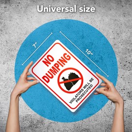 2 PC No Dumping Signs, 10x7 Aluminum No Littering Sign Outdoor, Violators Will Be Prosecuted