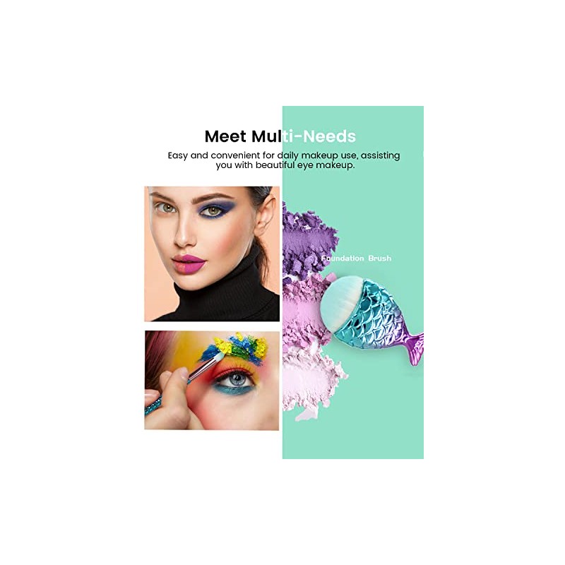 Mermaid Makeup Brushes Set with Bag Citicolor Chubby Fish Foundation