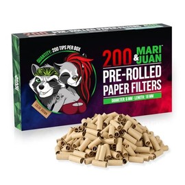 Mari & Juan 200 Pre-Twisted Filters, 6 mm Diameter, Unbleached Plant Fibre Paper, Brown Paper Filter, Environmentally Friendly Filter Tips, Filter Tips Box, Pre Rolled Tips