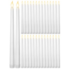 36 Velas Cónicas sin Llama 11 Pulgadas Luces de Velas Parpadeantes Velas LED de Imitación Velas a Pilas Velas Falsas Eléctricas para Navidad Halloween Cumpleaños Suministros Fiestas Bodas (Blanco)