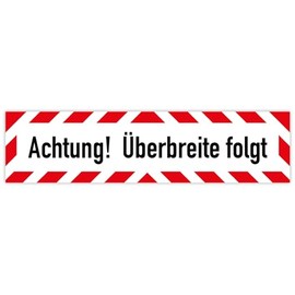 Sticker Vehicle "Achtung! Überbreite folgt" Car Warning Marking Film | Choice of Sizes Made in Germany, Sizes Name: 80 x 20 cm