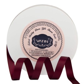 VATIN 22mm Double Faced Polyester Satin Ribbon Wine - 23 Metre/Spool, Perfect for Wedding Decor, Wreath, Baby Shower,Gift Package Wrapping and Other Projects