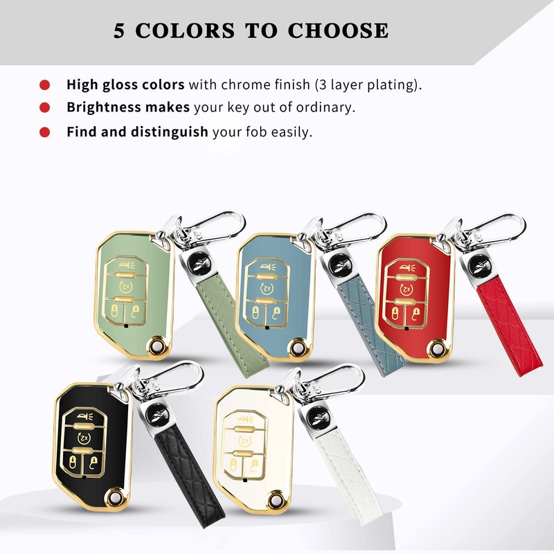 QBUC for Jeep Key Fob Cover with Keychain Flip Key