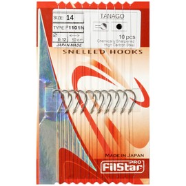 Pro Filstar Fishing Hook Set with Leader 10 Pieces Size 14 Mono Fishing Line