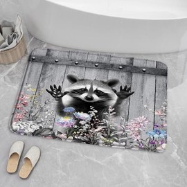 JEJOMEAG Raccoon Bath Mat Funny Animal, 18x30 Inch