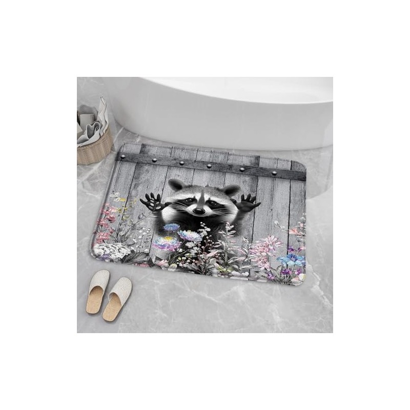 JEJOMEAG Raccoon Bath Mat Funny Animal, 18x30 Inch
