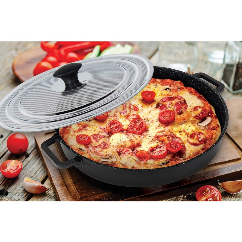 MasterPan Non-Stick Stovetop Oven Grill Pan with Heat-in Steam-Out Lid,