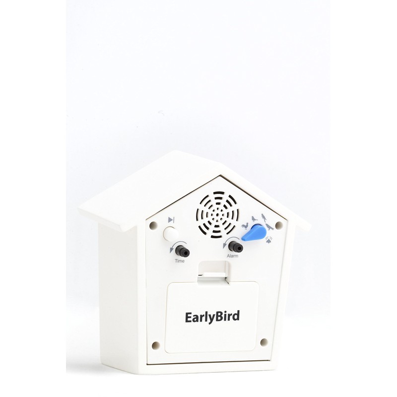 KOOKOO EarlyBird Weiß, Wecker mit Vogelmelodie (Originalaufnahme) oder Dreiklangton