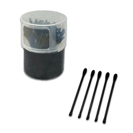 Incauca 100 Pieces 2 in 1 Ear Pick Scraper and Ear Swabs with Storage Box, Double-Headed Earwax Removal Tool, Ear Wax Scoop Spoon Curette, Nose Clean Buds Cleaning Kit for Adults (Black)