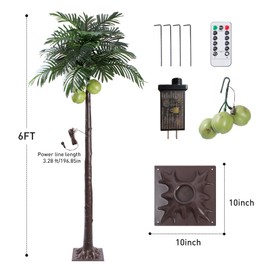 6 ft Lighted Palm Tree LED Lighted Palm Trees for Outside Patio Dimmable with Adapter Artificial Palm Tree Decor for Home, Party, Christmas, Indoor Outdoor