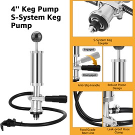 MRbrew Beer Keg Tap Pump S-System Keg Pump 4 Inch Beer Tap Beer Pump EU Beer Keg Tap Kit Beer Faucet Keg Taps for Kegs Keg Hand Pump Keg Tap for Beer Keg Tapper Party Tap Kegerator Pump