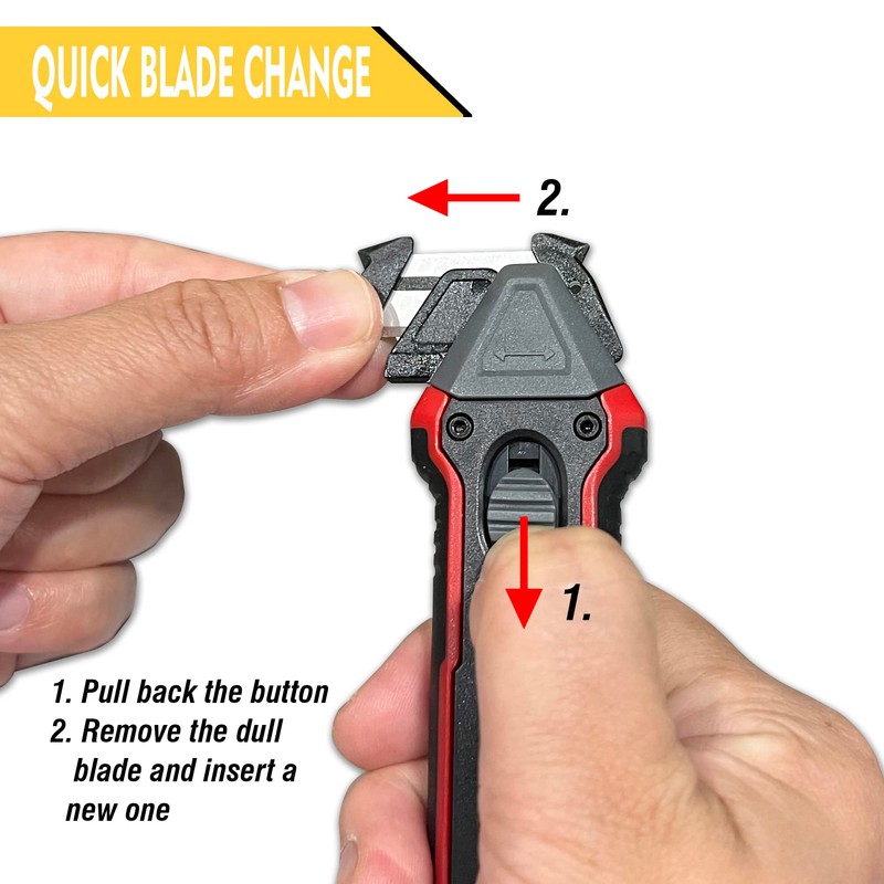 XW Safety Box Cutter with Quick Blade Change, Extra 5