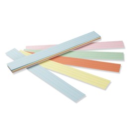 Pacon PAC5165BN Sentence Strips, Assorted 5 Colors, 1-1/2" Ruled, 3" x 24", 100 Per Pack, 6 Packs