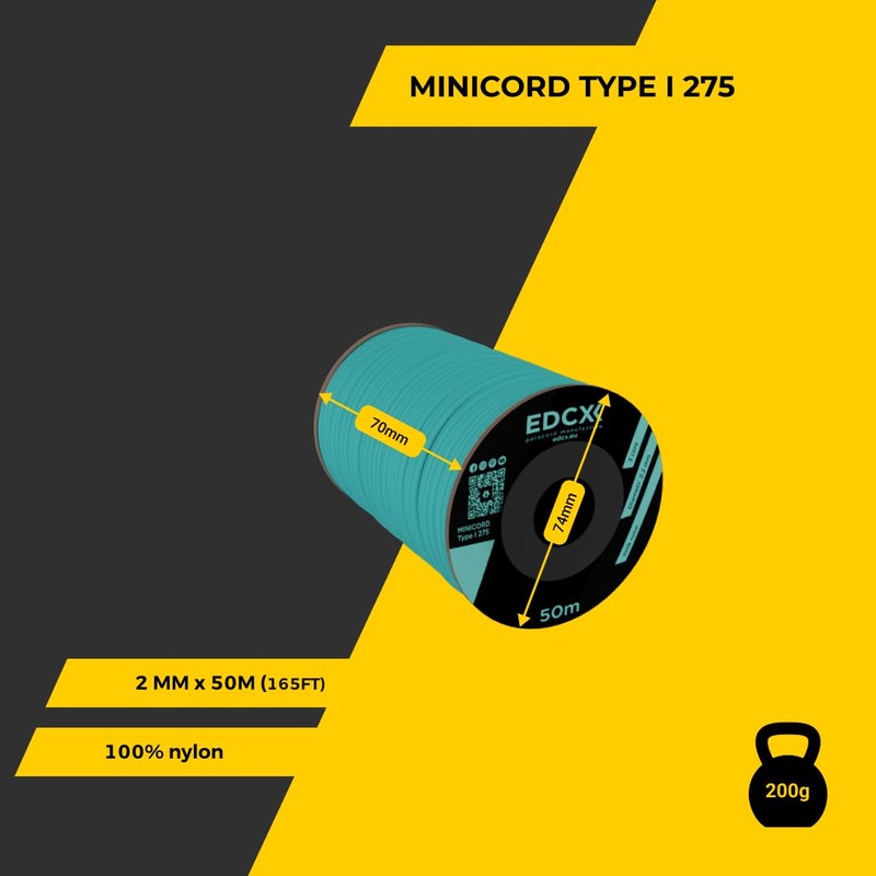 EdcX 2mm Nylon Paracord 275 (50 and 100m) - 100%