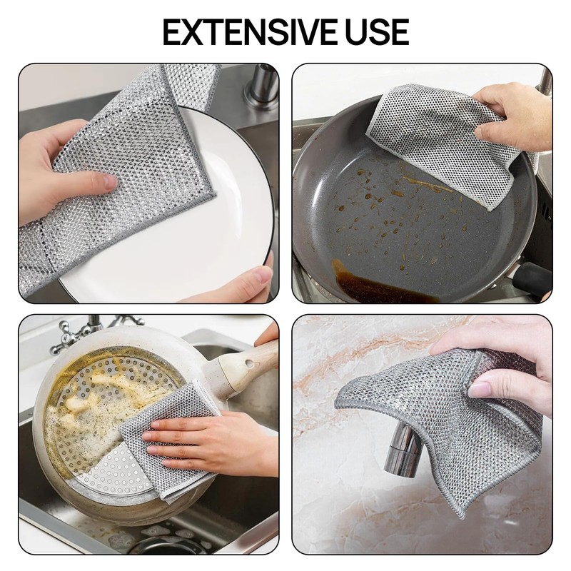 Girihe 10 PCS Double Sided Wire Dishwashing Rags, Multifunctional Non-Scratch
