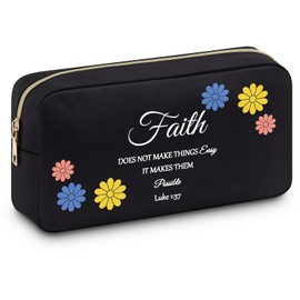 Inspirational Bible Verse Gifts Cosmetic Bag Christian Gifts for Women Motivational Religious Gifts for Women Makeup Bag Baptism Gifts Cosmetic Bag Faith Spiritual Gifts for Friend Coworker