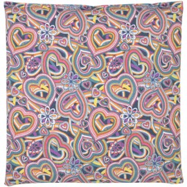 Flaxseed Pillow 19 x 19 cm Organic Fabric Psychedelic Heart Small Grain Cushion as Heat Cushion & Cold Compress