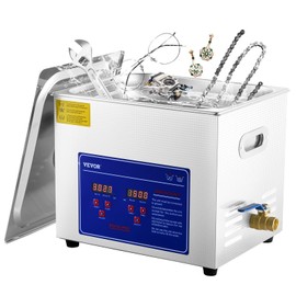 VEVOR 10L Professional Sonic Cleaning, Stainless Steel Industrial Machine with Digital Timer & Heater, Ideal for Jewelry, Dentures, Instruments, and Industrial Parts, 110V, FCC/CE/RoHS Certified